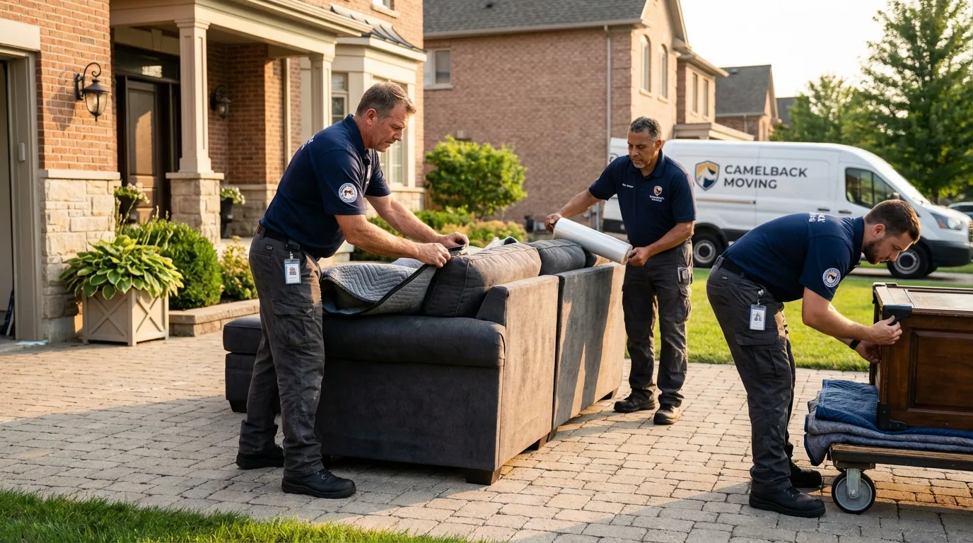 Large estate moving crew wrapping furniture in Torrington, WY